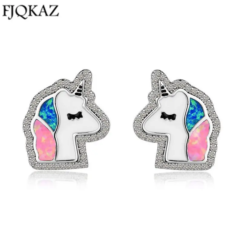 

Korean fashion unicorn ladies earrings cute animal jewelry unusual gift
