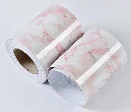 Marble Light Pink DIY Съемный самоклеющийся линии талии обои водонепроницаемые декоративные стены границы гостиной пол коридора постер с плинтусом - Цвет: Marble Light Pink