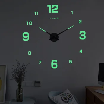 

27/37/47 Inch Luminous Glow Wall Clock Silent Dark Quartz For Classic Bedroom Living Room DIY Home Wall Decoration Supplies