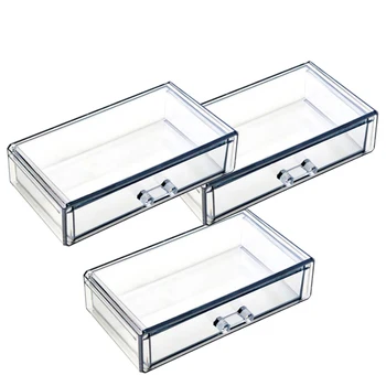 

3Pcs Desktop Display Stand Jewelry Box with Removable Drawer Cosmetic Storage Rack Sundries Organizer