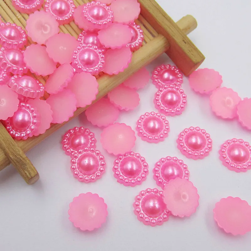 100 шт 10 мм имитация ABS полукруглые жемчужные бусины в форме цветка для поделок скрапбукинга ювелирные изделия Ремесло украшения одежды - Цвет: Rose