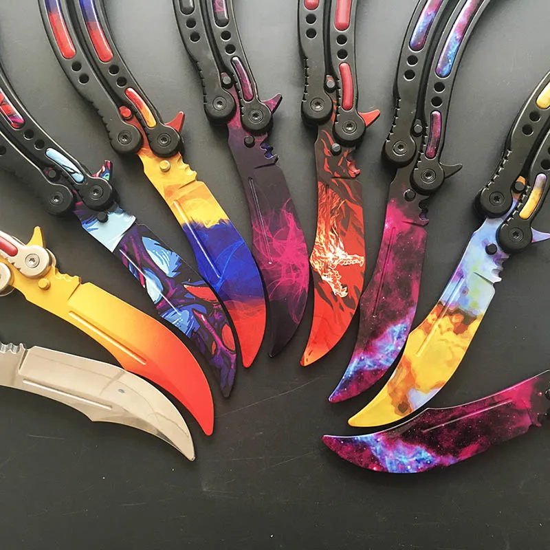 

CS GO Butterfly In Knife Butterfly Training Knife Stainless Steel Karambit Folding Knife Blade Sharp Gift Send Random Color