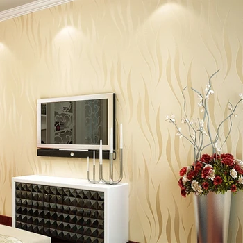 

Modern Minimalist Non-woven Water Plant Pattern 3D Flocking Embossed Wallpaper Roll Living Room Bedroom