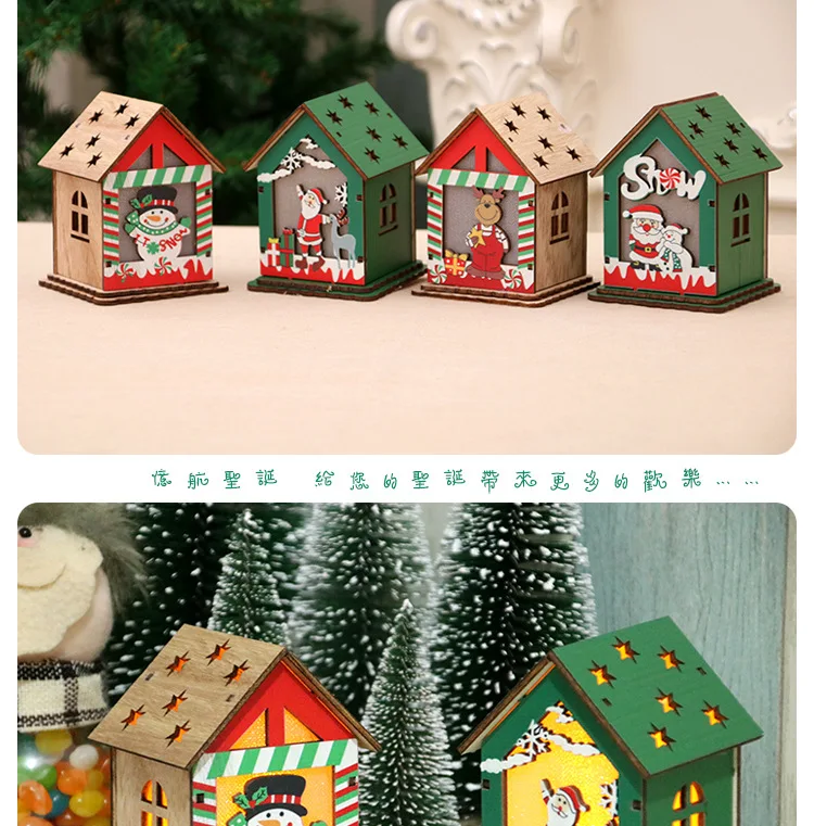 Мультяшный светодиодный светильник, снежный дом, деревянные украшения, декор для рождественской елки, сделай сам, подвесная подвеска, рождественские, новогодние, вечерние, для дома, Navidad, Декор