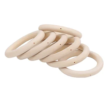 

20pcs 70mm Wood Color DIY Hanging Rings Handmade Hangin Rings Crafts Single Hole for Kids