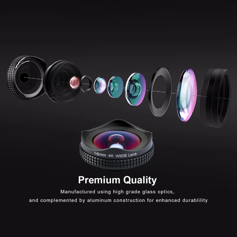 FFYY-Apexel Professional 4K Wide Lens Circular Polarizing Filter 16Mm Hd Super Wide Angle Lens For Iphone 6S Plus 7 Htc More Pho