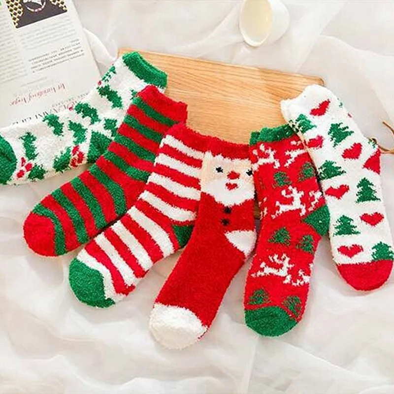 Носки на год, Рождественские Носки с рисунком Санта-Клауса, елки, зимние теплые стильные носки, короткие забавные хлопковые носки унисекс для женщин и мужчин