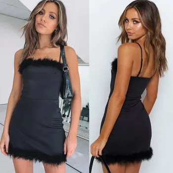 

Fashion Women Sleeveless Velvet Patchwork Casual Party Slim Camis Mini Dress Sundress Clothes 2020 Платья Женские