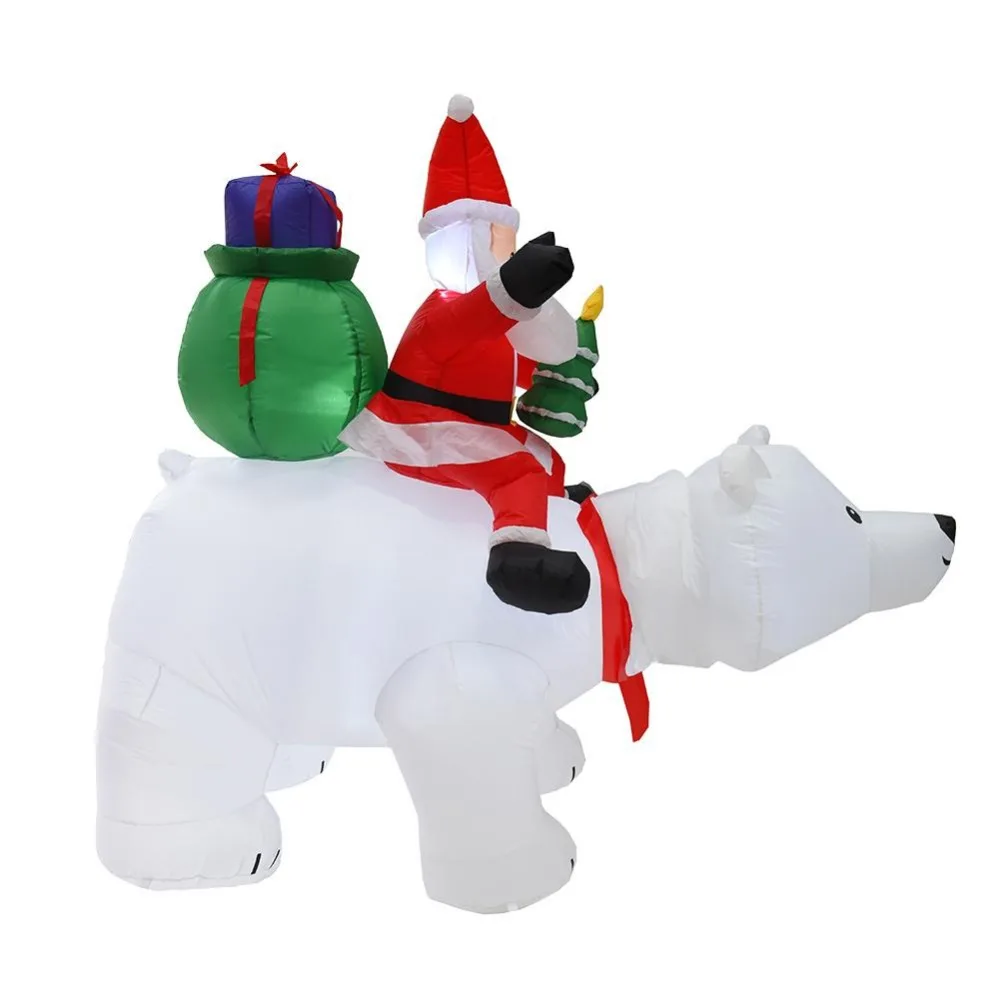 2 м надувной Санта Клаус езда полярный медведь рождество надувная качающаяся голова кукла Рождественское украшение Рождественская кукла