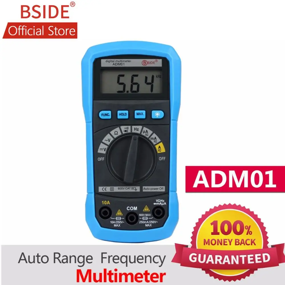 BSIDE Mini Digital Multimeter ADM01 Multifunction AC/DC Voltage Current Temperature Resistance Capacitance Pocket Tester|digital