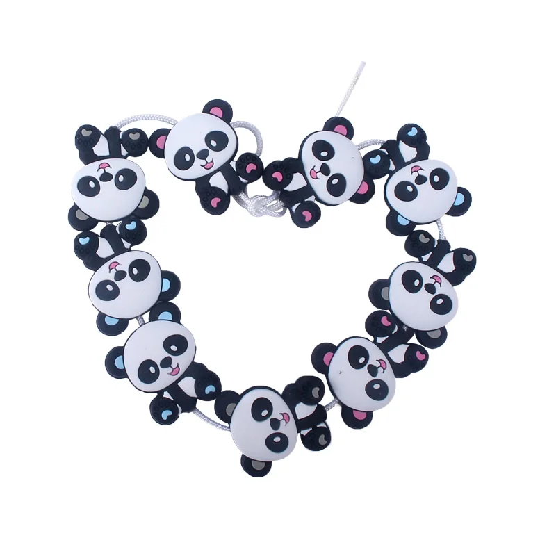 XCQGH 20 шт Детские Силиконовые панды бусины Силиконовые Бусины DIY Детский браслет ожерелье аксессуары бусины Прорезыватель