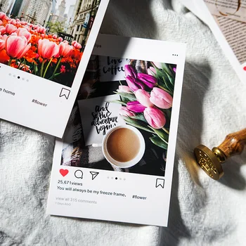 

30pcs Share Tulip Photos Design Card Multi-use As Scrapbooking Party Invitation DIY Decoration Gift Card Message Card Postcard