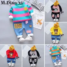 Детский осенне-зимний бархатный костюм Новинка года, Детский свитер с длинными рукавами и Теплый Бархатный комплект из двух предметов