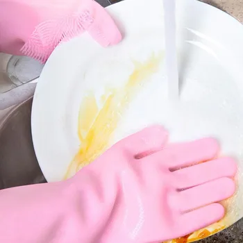 

Xiaomi JJ Magic Silicone Cleaning Gloves Insulation Non-slip Rubber Dishwashing Glove Double-sided Wear Gloves For Home Kitchen