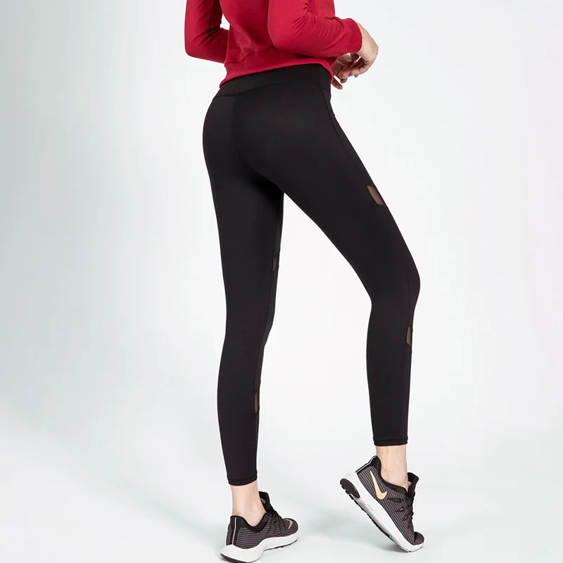 Energy Seamless Sports Fitness Tights Ladies Gym Workout Yoga Pants Mesh Gauze Stitching High Waist Tight Belly Control Pants