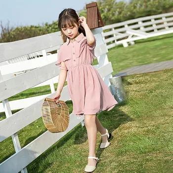 

2020 Summer New Girls Chiffon Dress Korean Style Cute Kids Girls Casual Dresses Children Strapless Dress for Teen Girls, #8765