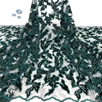 

Latest African Lace Fabric 2019 High Quality Lace Nigerian French beads Velvet Cotton Lace Fabrics Material For Dress Black