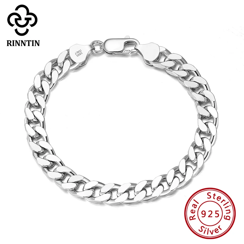Rinntin 925 Sterling Silver 3.6/5/7mm Width Solid Diamond-Cut Cuban Link Curb Chain Bracelet for Men Women Luxury Jewelry SB104 | Украшения