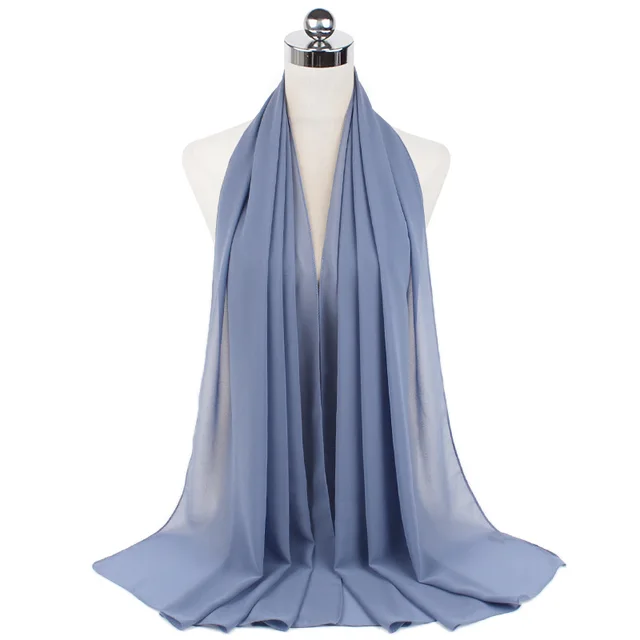 High Quality Good Stitching Stitch Plain Premium Heavy Chiffon Hijab Scarf Malaysian Women's Scarves Hijabs Long Shawl Shawls 60