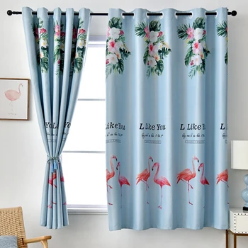 

cartoon bear Printed Flamingo Window Short Curtains for Kids Room Kitchen Shade Valance Bedroom Door Drape Custom Made