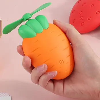 

Fruit mini handheld pocket charging fan Plastic LED night light USB charging Summer travel Outdoor cartoon Home use