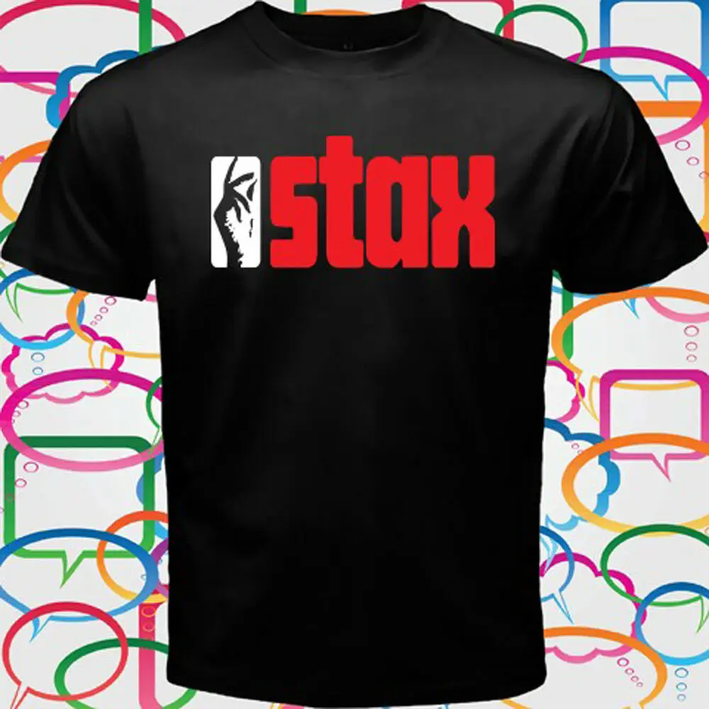 Stax Records R &amp B Blues музыка соул логотип мужская Черная Футболка размер S до 3XL |
