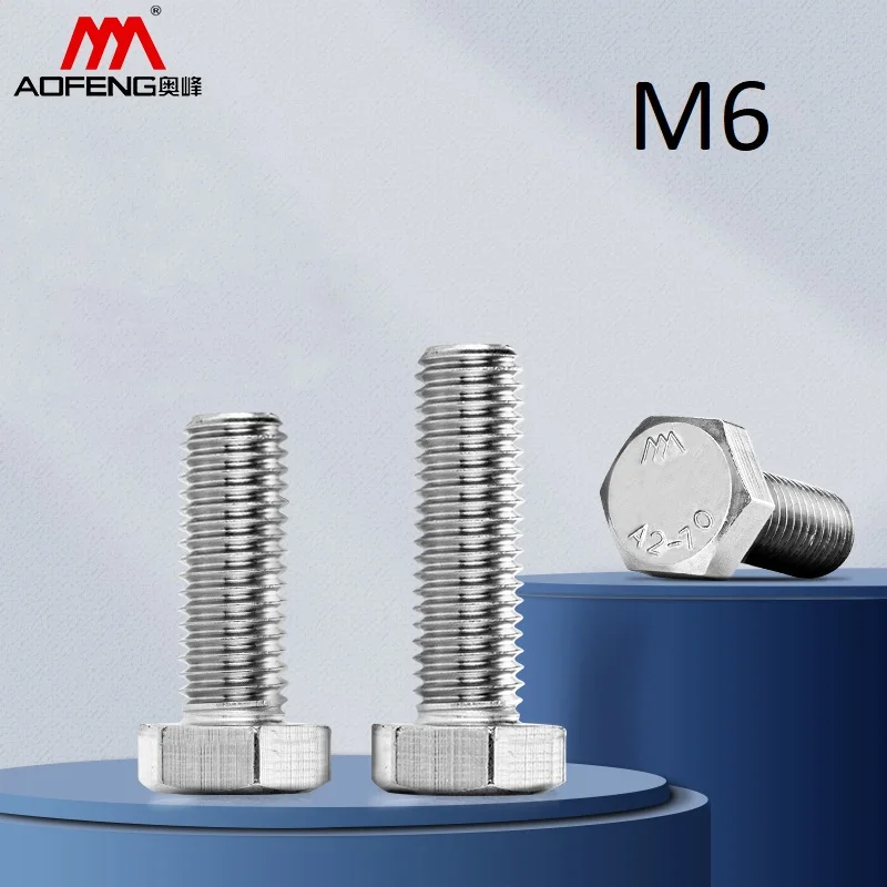 

M6 304 Stainless Steel External Hex Full Thread Hexagon Head Screws M6*8mm 10mm 30mm 50mm 70mm 100mm 150mm 200mm DIN933 Bolts