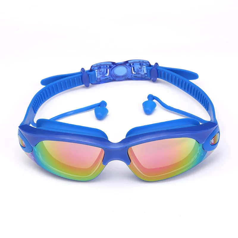 Водонепроницаемые очки беруши профессиональные плавательные очки для взрослых силиконовая шапочка для плавания бассейн противотуманные очки для плавания UV arena - Цвет: Blue