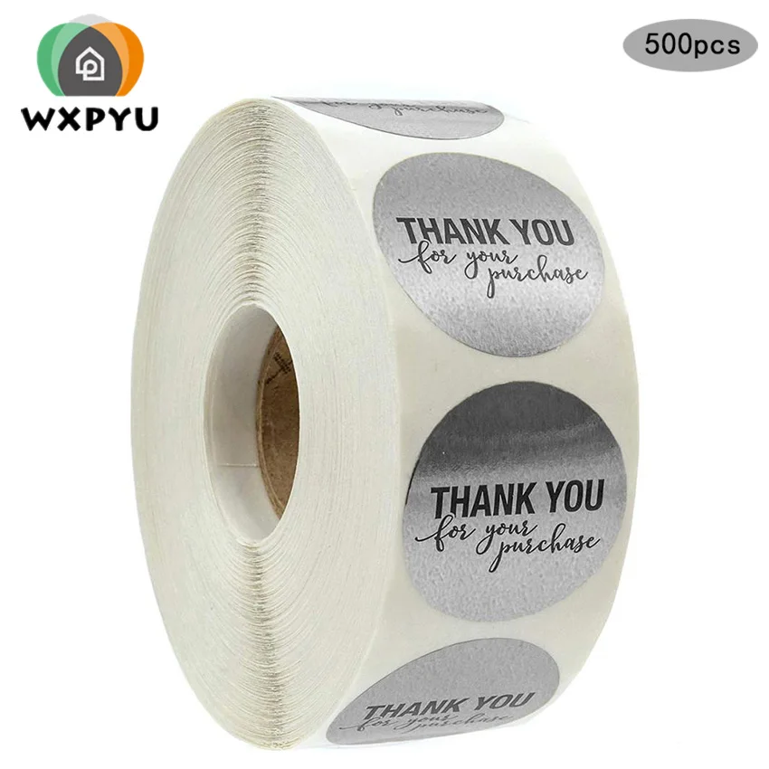 

silver foil round THANK YOU for your purchase stickers seal labes Decorative Adhesive Labels Scrapbooking DIY gif stickers