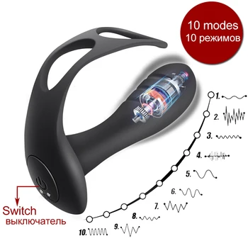 Male Prostate Massager Vibrator Anal Plug Penis Ring Anal Sex Toys For Adults Wireless Remote Delay Ejaculation Men Masturbator 2