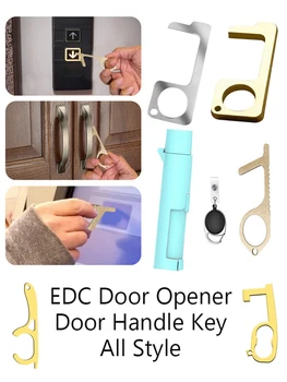 

EDC Door Opener Door Handle Key Metal Door Opener Portable Door Handle Press Elevator Tool Hygiene Hand Antimicrobial Brass