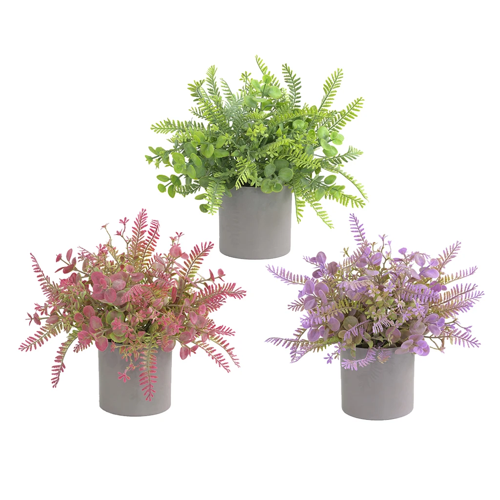 Artificial Potted Plants Mini Fake Plastic Bamboo Leaves Faux for Home | Дом и сад