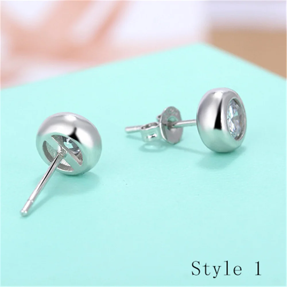 925 Sterling Silver Earrings Stud for Women Solid Silver Jewelry Earrings Bling CZ Zircon Stone Stud Brincos Bridal Wedding