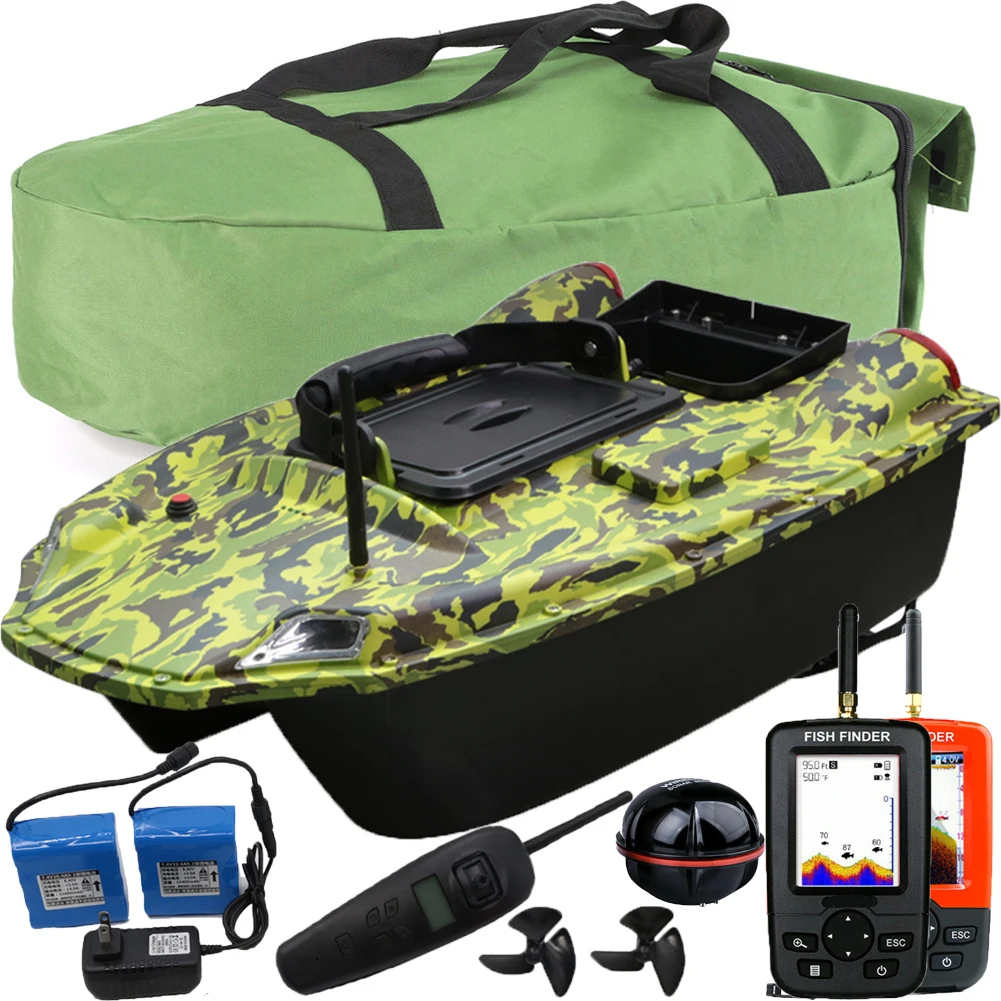 500M Bait Boat GPS Wireless Fishing Bait Boat LCD Sonar Sensor Fishfinder Remote Control Toy with 2 x 10400mAh Batteries