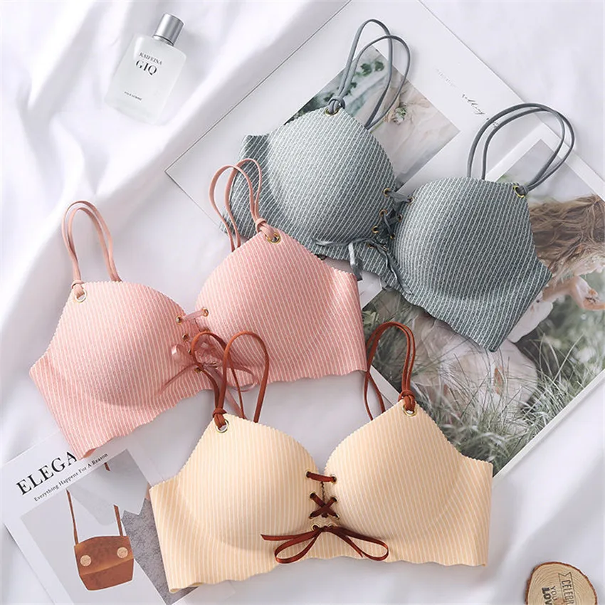 lace bra and panty sets Seamless Women Bra Set Sexy Push Up Bra Wireless And Panty Wireless Lingerie Brassiere Adjustable Bralette Student Underwear Set sexy underwear sets