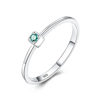 

Allakalo Genuine 925 Sterling Silver VVS Green Topaz Wedding Rings for Women Minimalist Thin Circle Gem Rings Fine Jewelry AR020