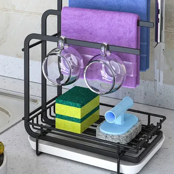 

Modern creative simple kitchen supplies storage sponge drain storage dish cloth free perforated rag rack storage artifactLB92120