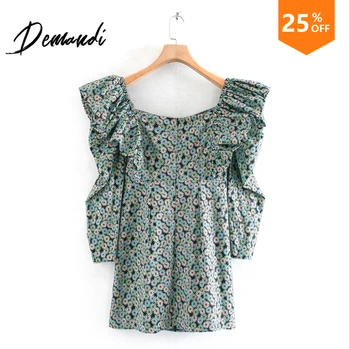 

Demamdi European and American style 2020 spring and summer new women's clothing was thin daisy print poplin dress