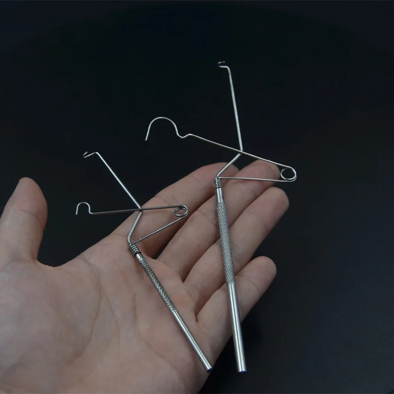 CONTEMPLATOR 2 옵션 크기 영어 스타일 채찍 피니셔 플라이 타이 도구 와이드 스프링 스테인레스 스틸 핸들 도구 후크 매듭