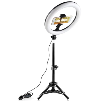 Kaufen Foto Studio Dimmbare Selfie SMD 120 LED Ring Lampe Mit Handy Halter Halterung Stativ Für Make-Up Live-Streaming Kamera