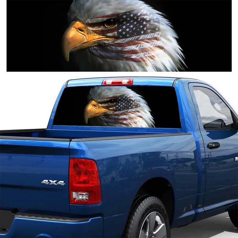  New 2019 Car Sticker Flag Bald Eagle Warbird Flag Face Rear Window Graphic Decal Truck Suv Rear Tai