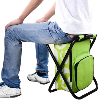 

2 In 1 Folding Fishing Chair Bag Fishing Backpack Chair Stool Portable Backpack Cooler Insulated Picnic Bag Hiking Seat Fishing