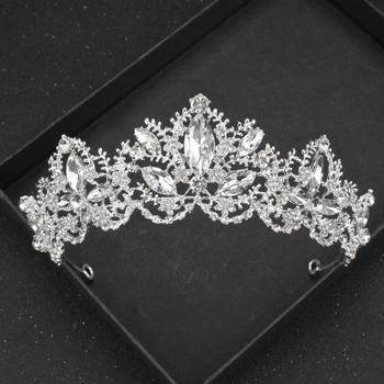 

European Luxury Gold And Silver Bride Crown Wedding Rhinestone Headdress Fashion Handmade Ladies Crystal Hair Accessories