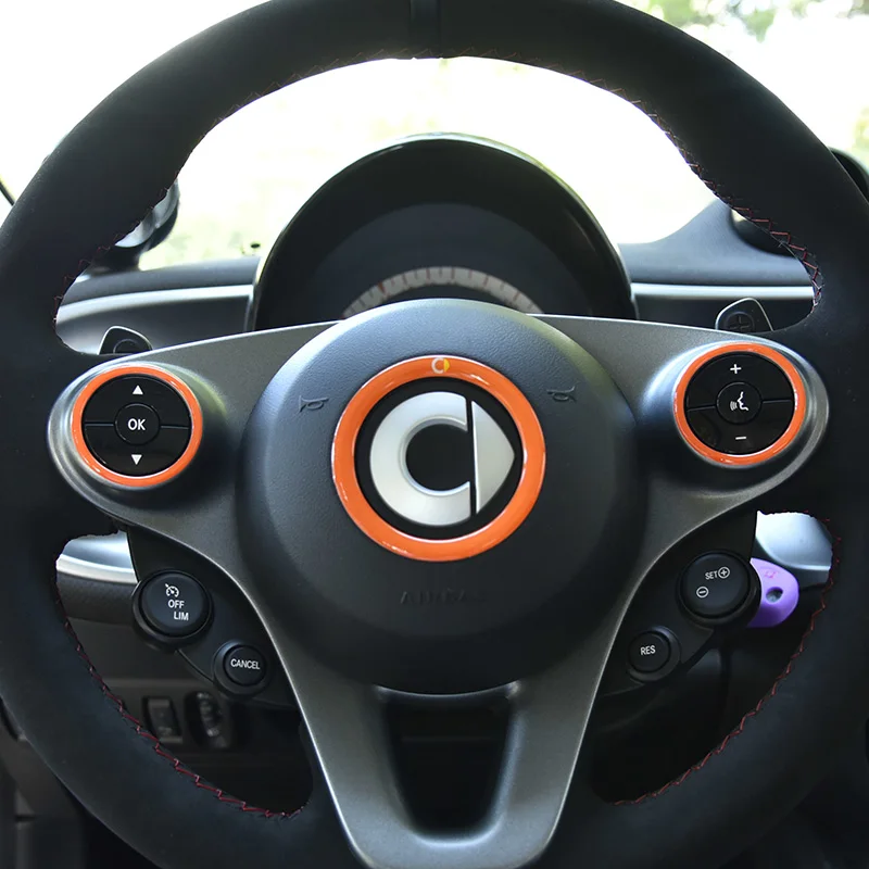 Силиконовый чехол на руль, декоративное кольцо для нового Smart Fortwo ForFour 453, автомобильный чехол на руль, аксессуары - Название цвета: 3pcs orange