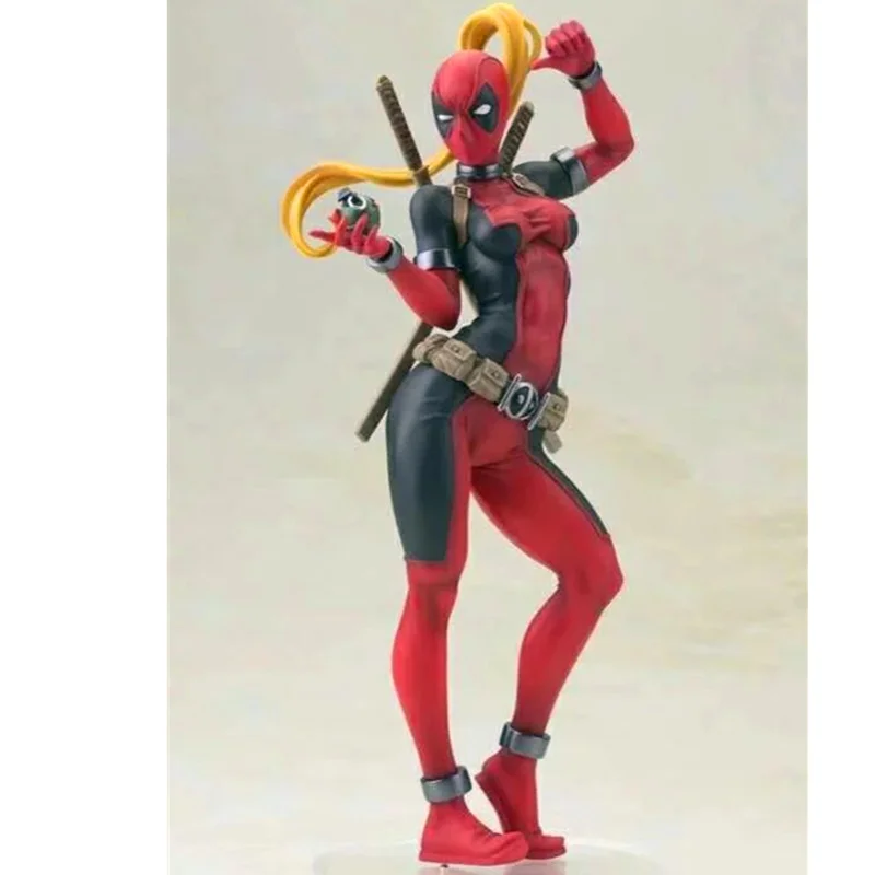 

20CM Mavel X-Men Lady Deadpool Head-changing Figurine Dolls Toys PVC Action Figure Collection Model Toy H803