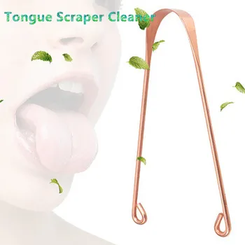 

1pcs Tongue Scraper Cleaner Metal Copper Cleaning Scraper for Men and Women Tongue Toothbrush Dental Oral Care Hygiene Tool