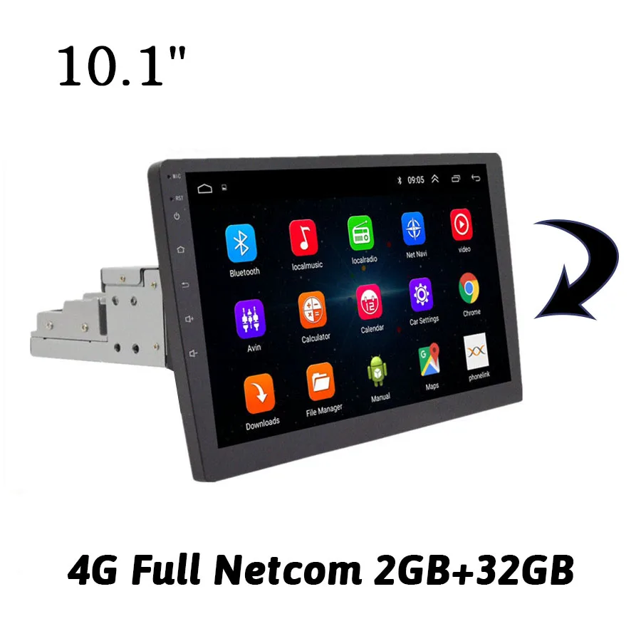 

10.1" Rotatable Android 9.1 1080P Touch Screen Quad-core RAM 2GB ROM+32GB Car Stereo Radio GPS Wifi Mirror Link