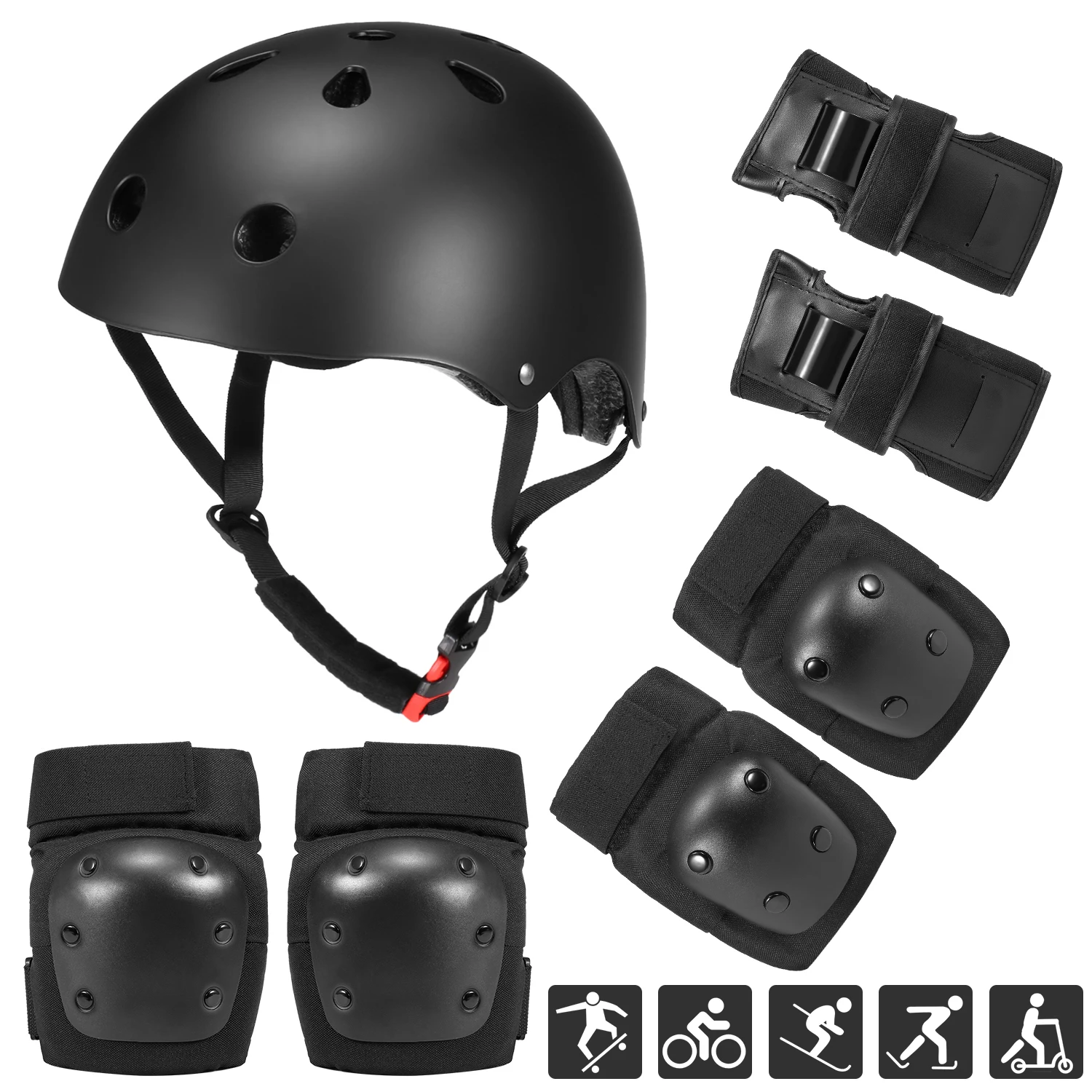 7Pcs Child Adult Skating Safety Helmet Set Knee Elbow Wrist Pad Protector bs 