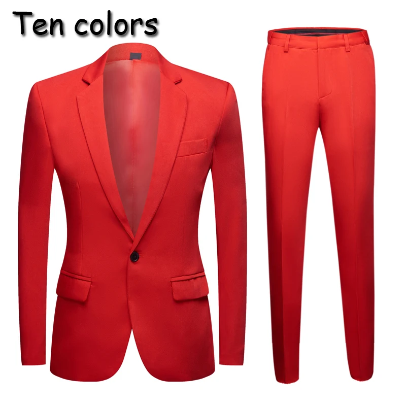 High Quality Men Colorful Fashion Wedding Suits Plus Size Yellow Pink