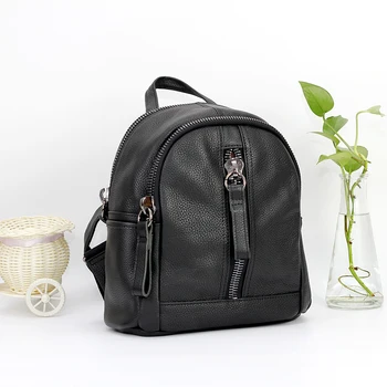 

XHTY Leather backpack large zipper thick zipper thick first layer cowhide new original women's 2019